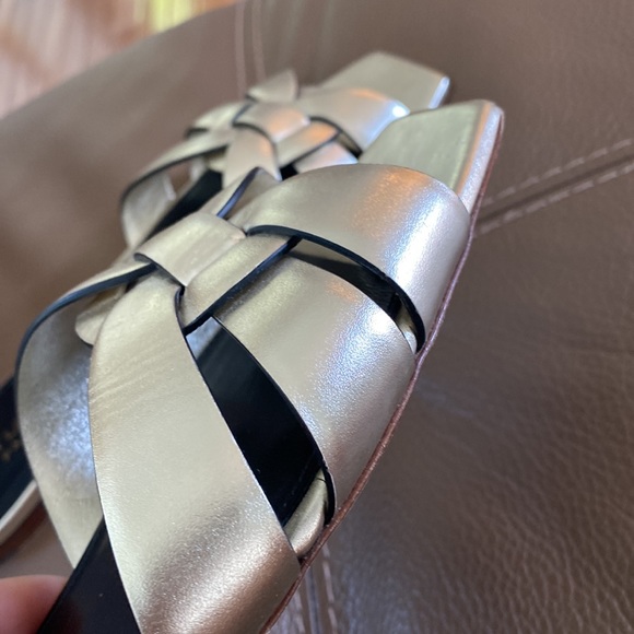 YSL tribute leather slides in Gold, size 39 - Picture 8 of 15